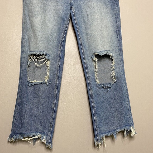 Free People We the Free Straight Leg Cropped Distressed Jeans Button Fly Size 28 - Picture 5 of 16